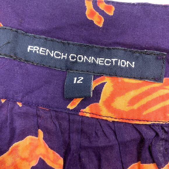 French Connection Tank Top Women's Size 12 Sleeveless Purple Orange Animal Print - Picture 5 of 6